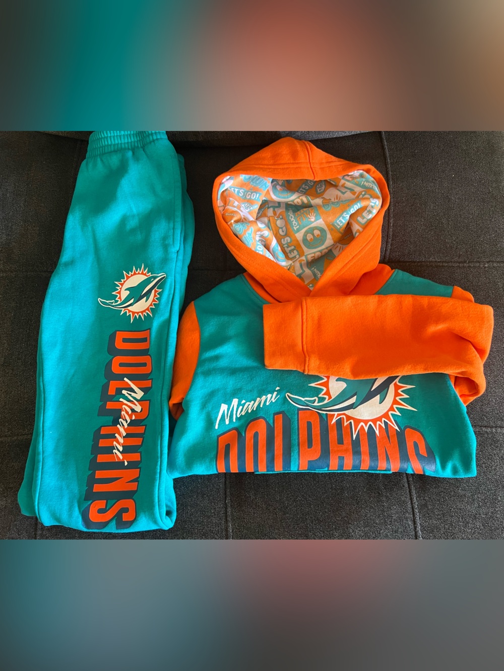 NFL Miami Dolphins Teal & Orange Kids Sweatpants and Hoodie Set